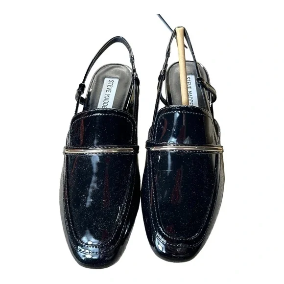 Steve Madden CALIBRI BLACK PATENT Slingback shoes - Picture 8 of 13